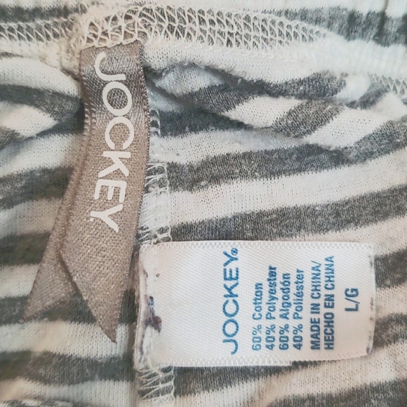 Jockey Lounge Pants drawstring size large, stripes white and gray, cuffed ankle - Picture 2 of 7